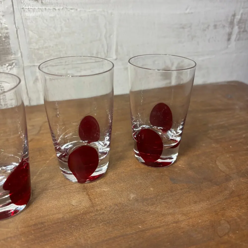 Pier 1 Imports Red Drip Dot Shot Glasses Set of 4